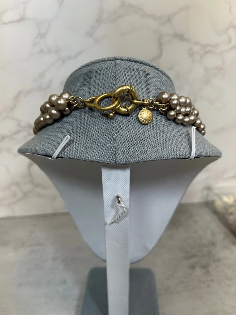J. Crew Multi-Strand Silvery Taupe Glass Pearl Cluster Necklace
